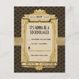Noir et grandes cartes de Gatsby RSVP d'or