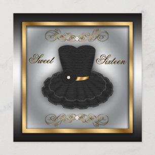 Noir et invitation d'anniversaire de robe habillée