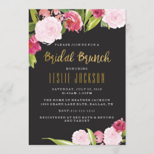 Noir et invitation nuptiale de douche de brunch