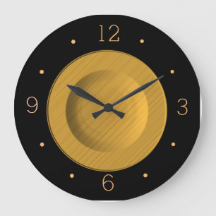Noir et jaune simpliste> Horloge murale