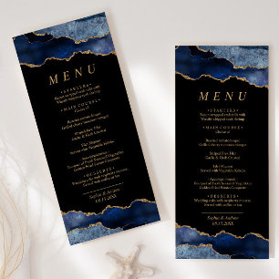 Noir et Marine Blue Gold Calligraphy Menu Mariage