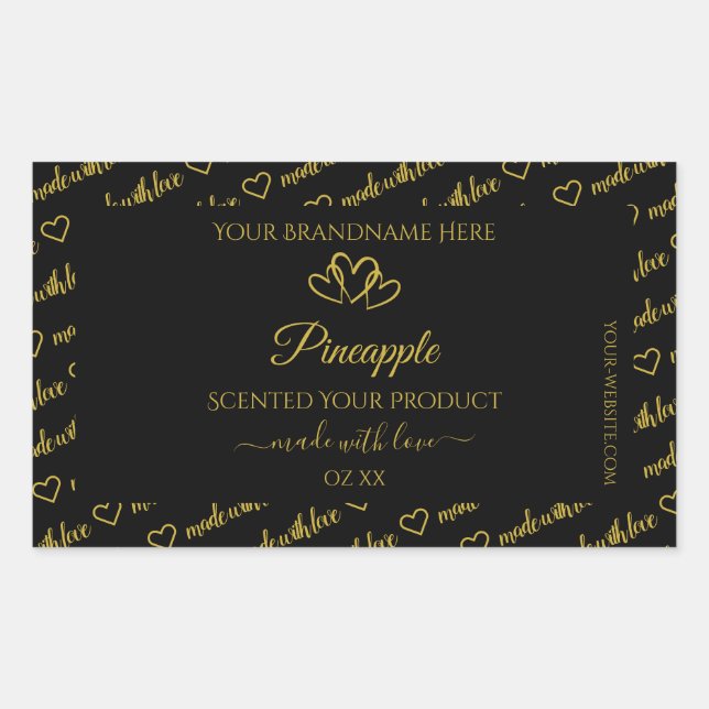 Noir et or Cloud Produit Coeurs Étiquette (Devant)