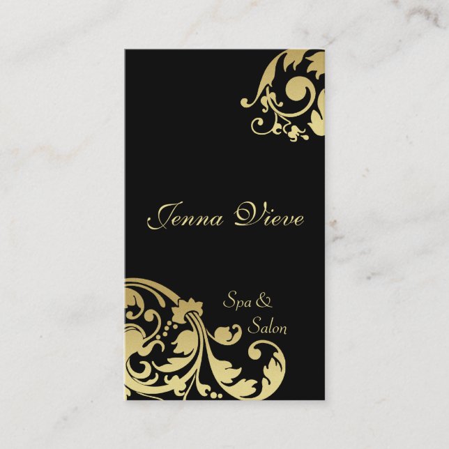 Noir et or de monogramme de carte de visite de spa (Devant)