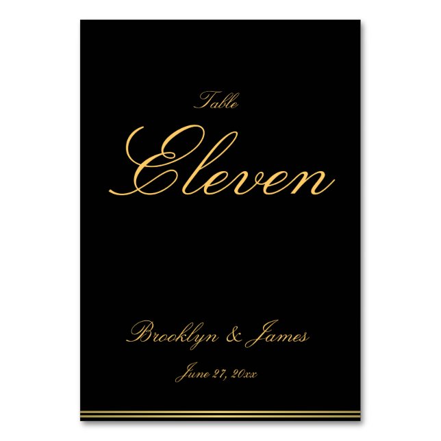 Noir Et Or Élégant Numéros De Table De Mariage (Par défaut)