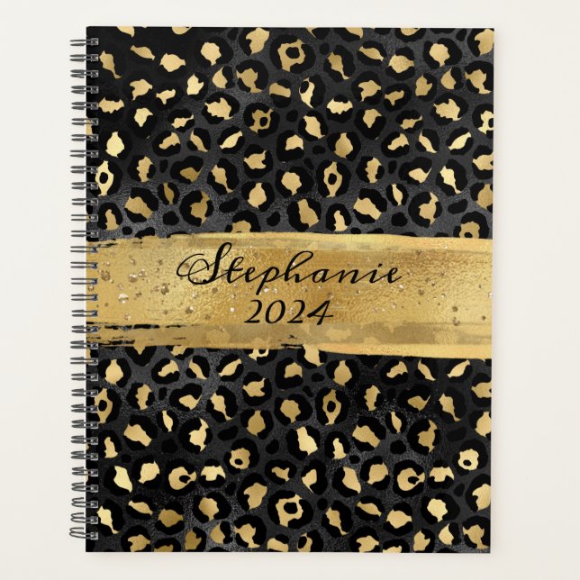 Noir et Or Feuille de Léopard Coup de Pinceau (Devant)