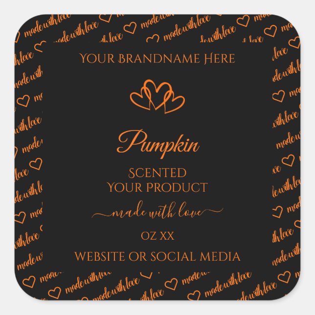 Noir et Orange Cloud Produit Coeurs Étiquette (Devant)