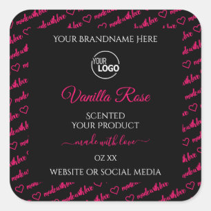 Noir et rose Cloud Étiquettes de produits avec log