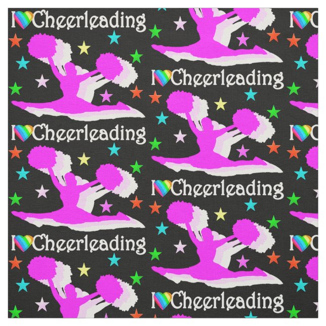 NOIR ET ROSE J'ADORE LE TISSU DE CHERLEADLEADES (Échantillon)