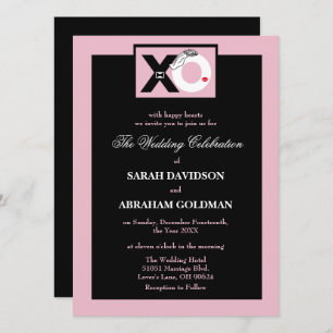 Noir et rose mignonne Mariage amusant Invitations