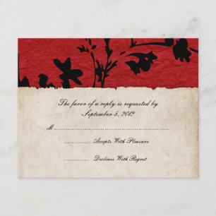 Noir et rouge Torn Papier Noir Mariage RSVP