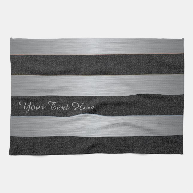 Noir et serviette faite sur commande rayée (Horizontal)