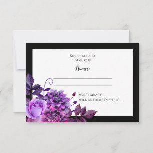 Noir et violet mariage rsvp. Réponse des fleurs