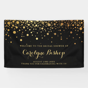 Noir   Faux Gold Confetti Bannière de la fête nupt
