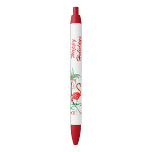 Noir Flamant rose de Noël rouge Joyeux stylo de vacance