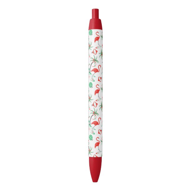 Noir Flamant rose de Noël rouge Multi stylo (devant Vertical)