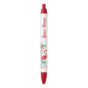 Noir Flamant rose de Noël rouge stylo