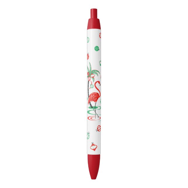 Noir Flamant rose de Noël rouge stylo Baubles (devant Vertical)