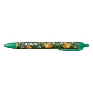 Noir Fleurs sauvages : Stylo rose blanc orange