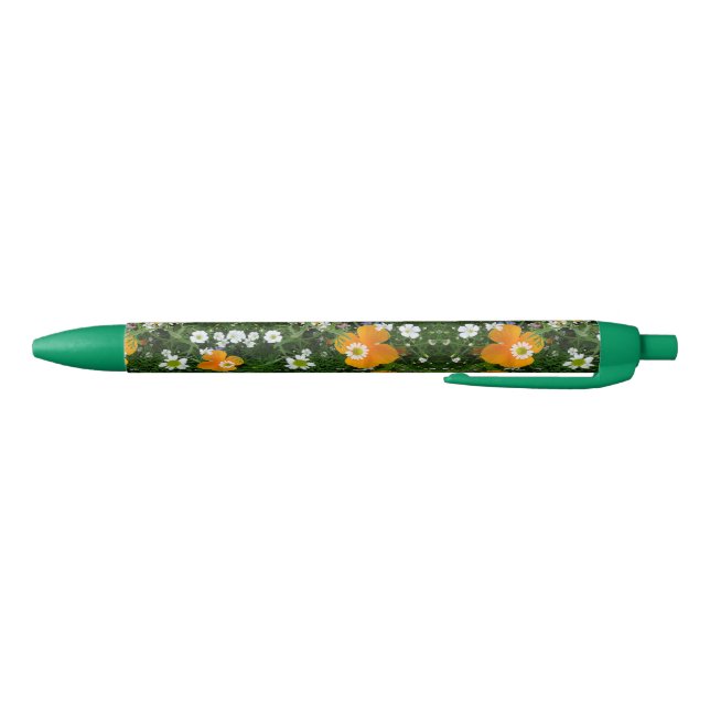 Noir Fleurs sauvages : Stylo rose blanc orange (Bas)