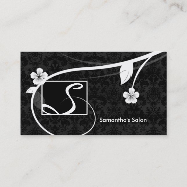 Noir floral de carte de visite professionnel de (Devant)
