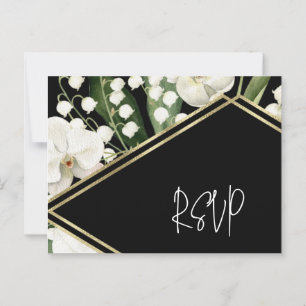 Noir floral mariage Lily Invitation classiques