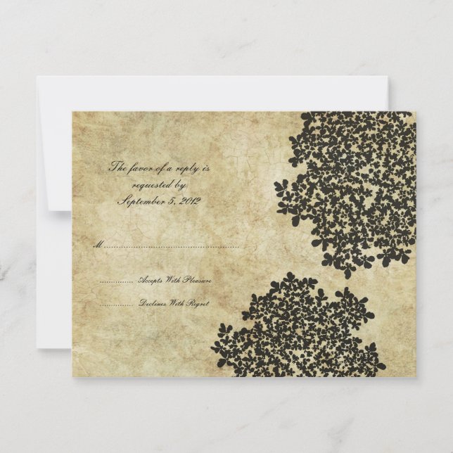 Noir Floral Vintage Wedding RSVP (Devant)