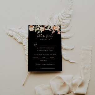 Noir Forme Royal Floral Mariage Menu Choix RSVP