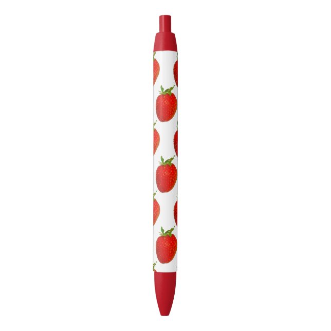 Noir Fraises Rouge Vert Fruit Stylo (devant Vertical)