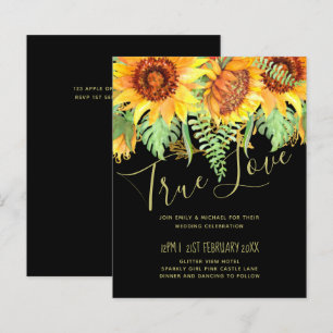 Noir frappant avec le budget Mariage des tournesol