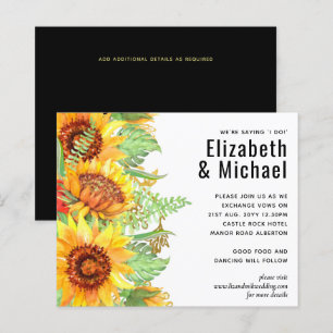 Noir frappant avec le budget Mariage des tournesol
