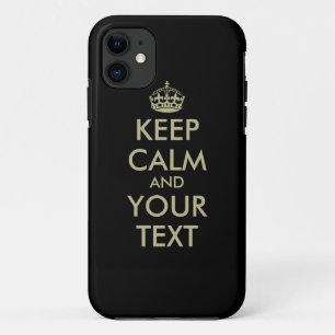 Noir Garder calme coque iphone   Lettres d'or Faux