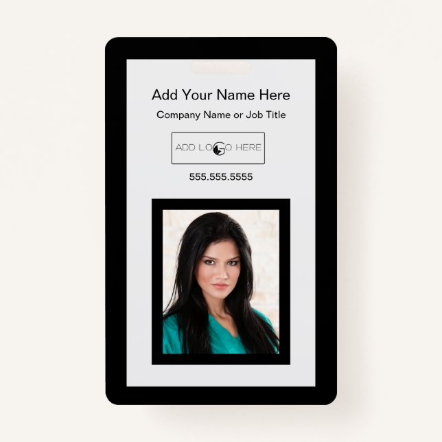 Noir garniture ajouter logo photo badge d'identifi (Dos)