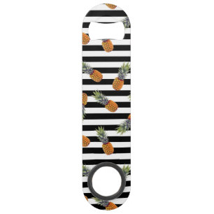 Noir Girly du motif d'ananas d'été barré