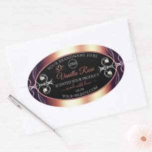 Noir glamour et Rose Logo Brown Étiquettes de prod