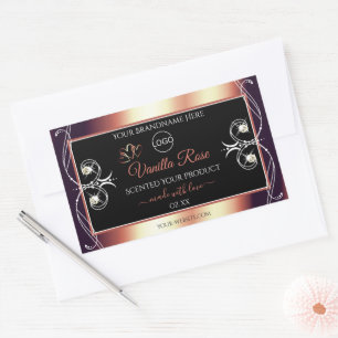 Noir glamour et Rose Logo Brown Étiquettes de prod