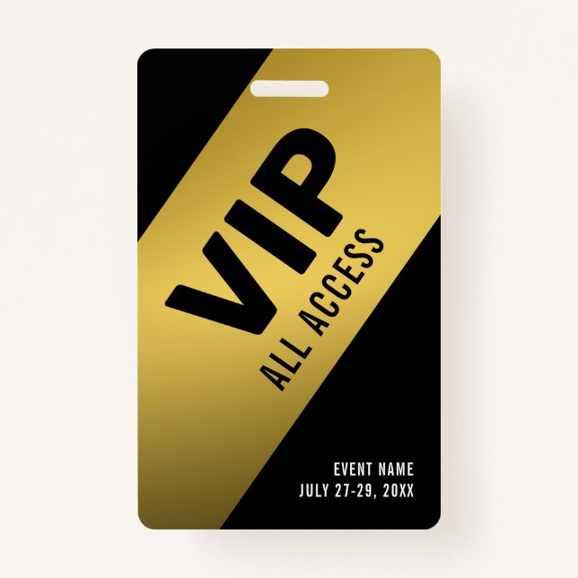 Noir Gold VIP All Access Pass ID d'événement Badge (Devant)