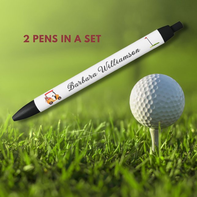 Noir Golf Gal Cart Clubs Drapeau Nom personnalisé Stylo (Créateur téléchargé)