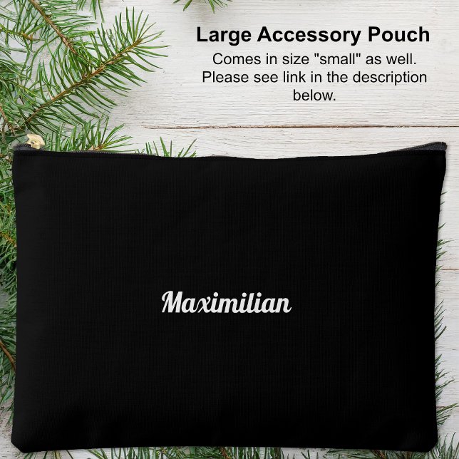 Noir - Grand sac d'accessoires solide (Large Accessory Pouch - Black - Solid by Leapfroglisics Shop)