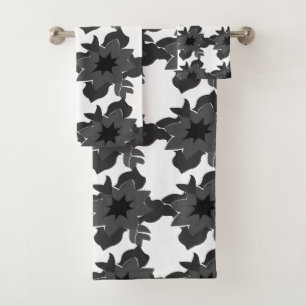 Noir Gris Décoratif Chic Abstrait Motif Floral