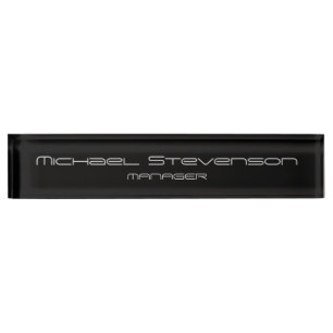 Noir Gris Élégant Bureau d'affaires moderne plaque