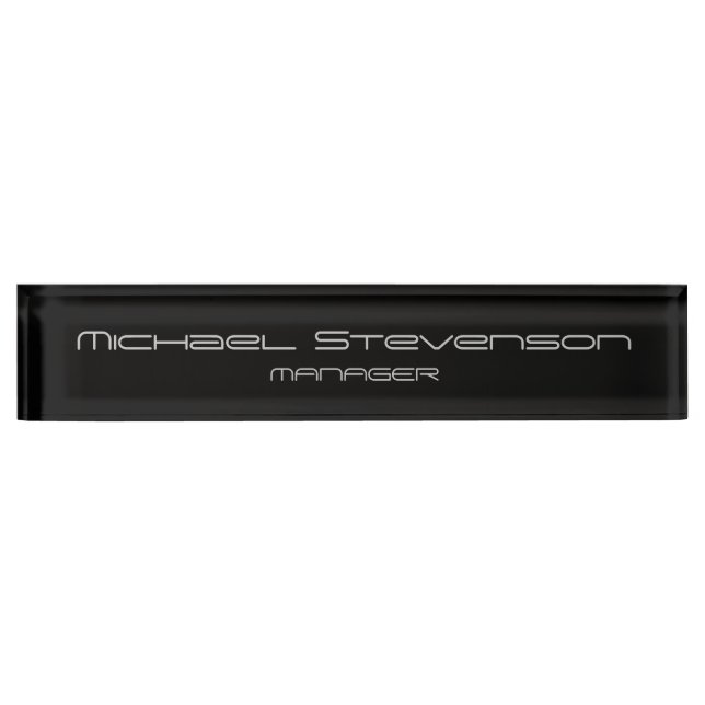 Noir Gris Élégant Bureau d'affaires moderne plaque (Devant)
