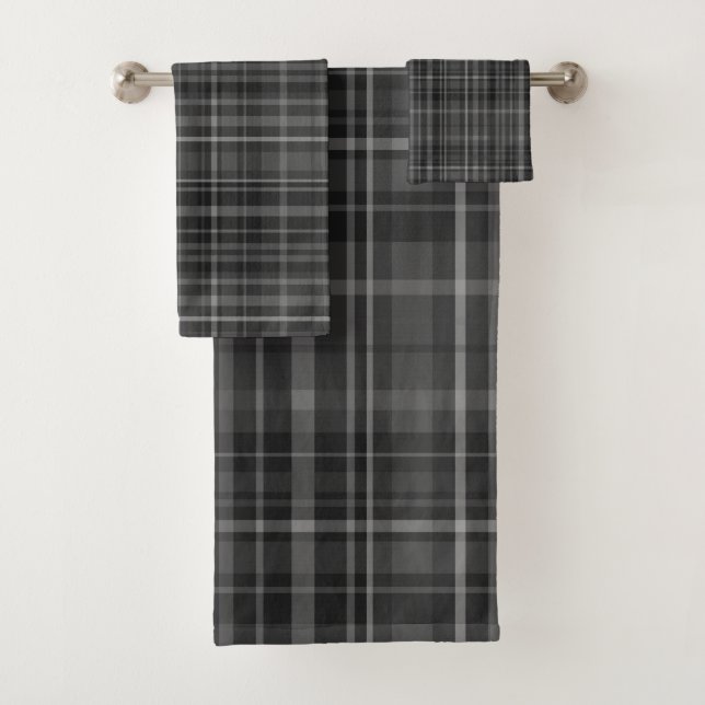 Noir Gris Plaid Motif Minimal Chic Design (En situation)