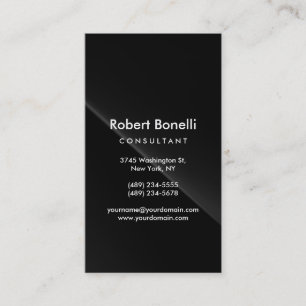 Noir Gris Plain Moderne Consultant Carte de visite
