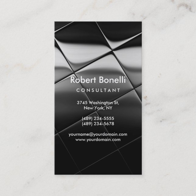 Noir Gris Plain Moderne Consultant Carte de visite (Devant)