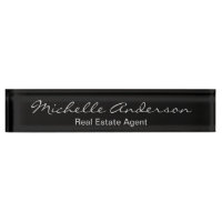 Noir Gris Script Agent Immobilier Plaque