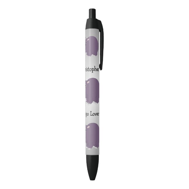 Noir Hippopotamus Design Stylo d'encre noire (Bas (Vertical))