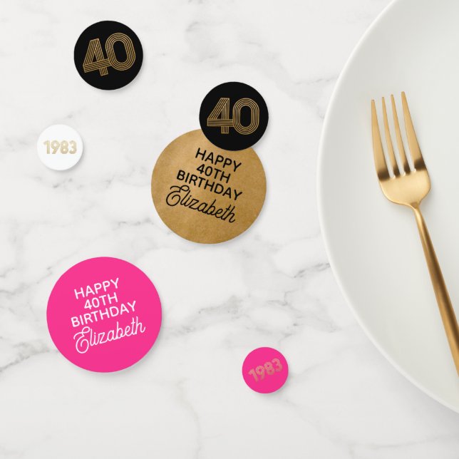 Noir Hot Rose Or 40e Anniversaire Table Confetti (Groupe)