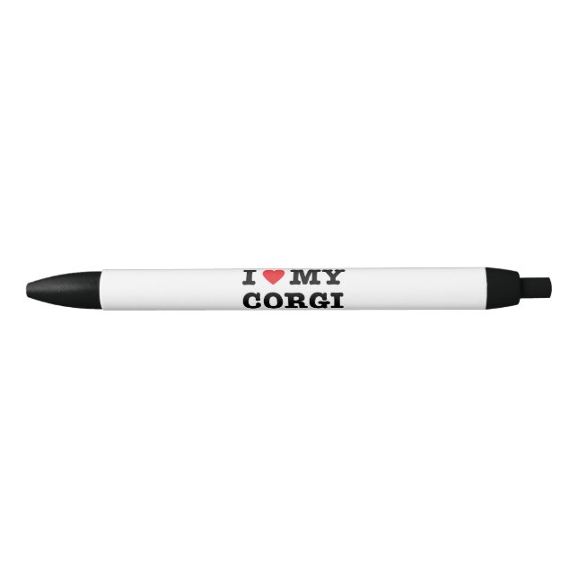 Noir I coeur mon stylo de corgi (Devant)