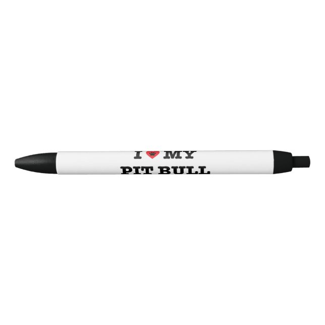 Noir I coeur mon stylo de pitbull (Devant)
