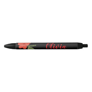 Noir Illustration florale tendance personnalisée stylo